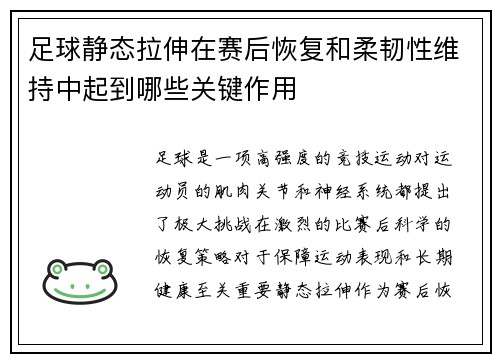 足球静态拉伸在赛后恢复和柔韧性维持中起到哪些关键作用